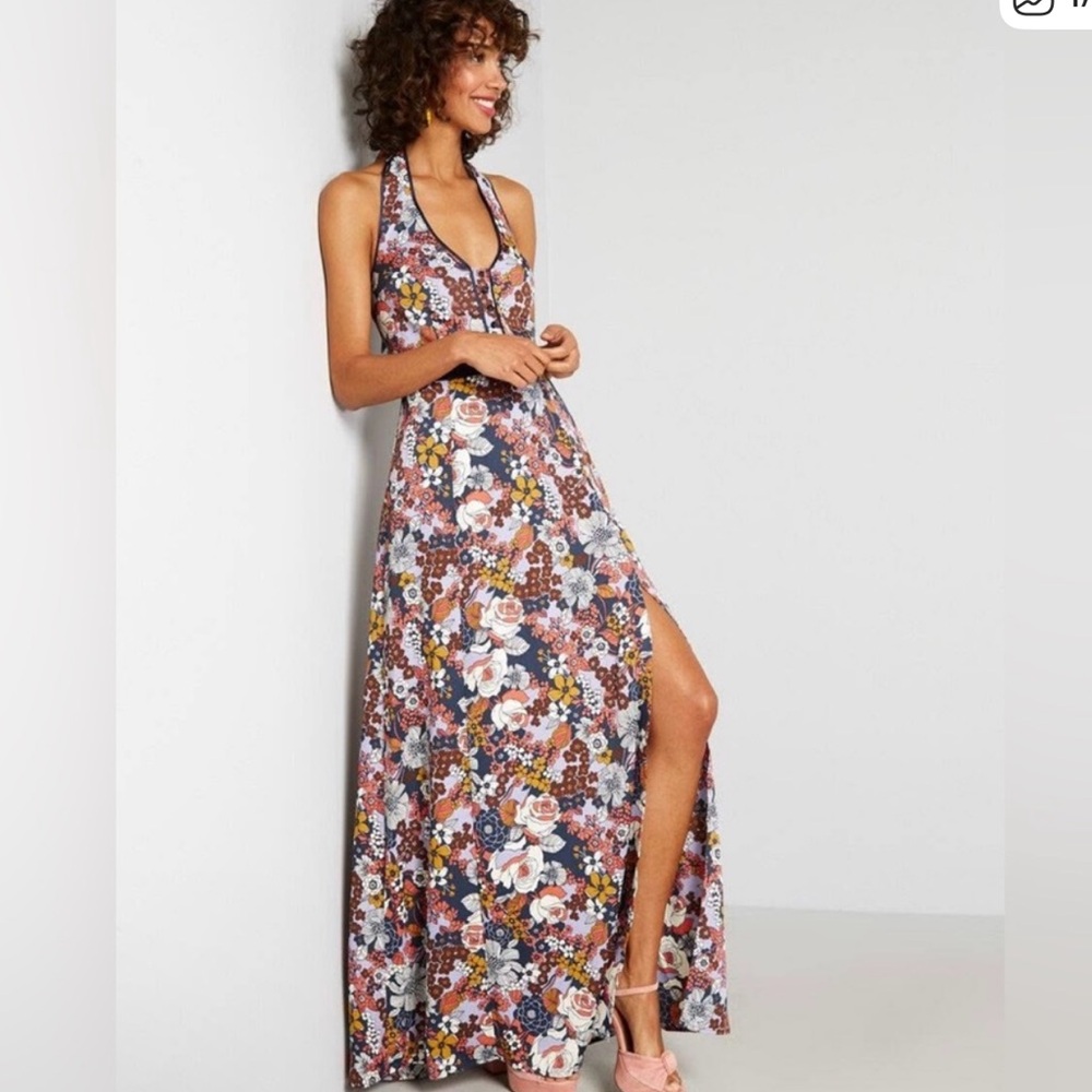 ModCloth Vibrant Floral Maxi Skirt - Pink‎ and White